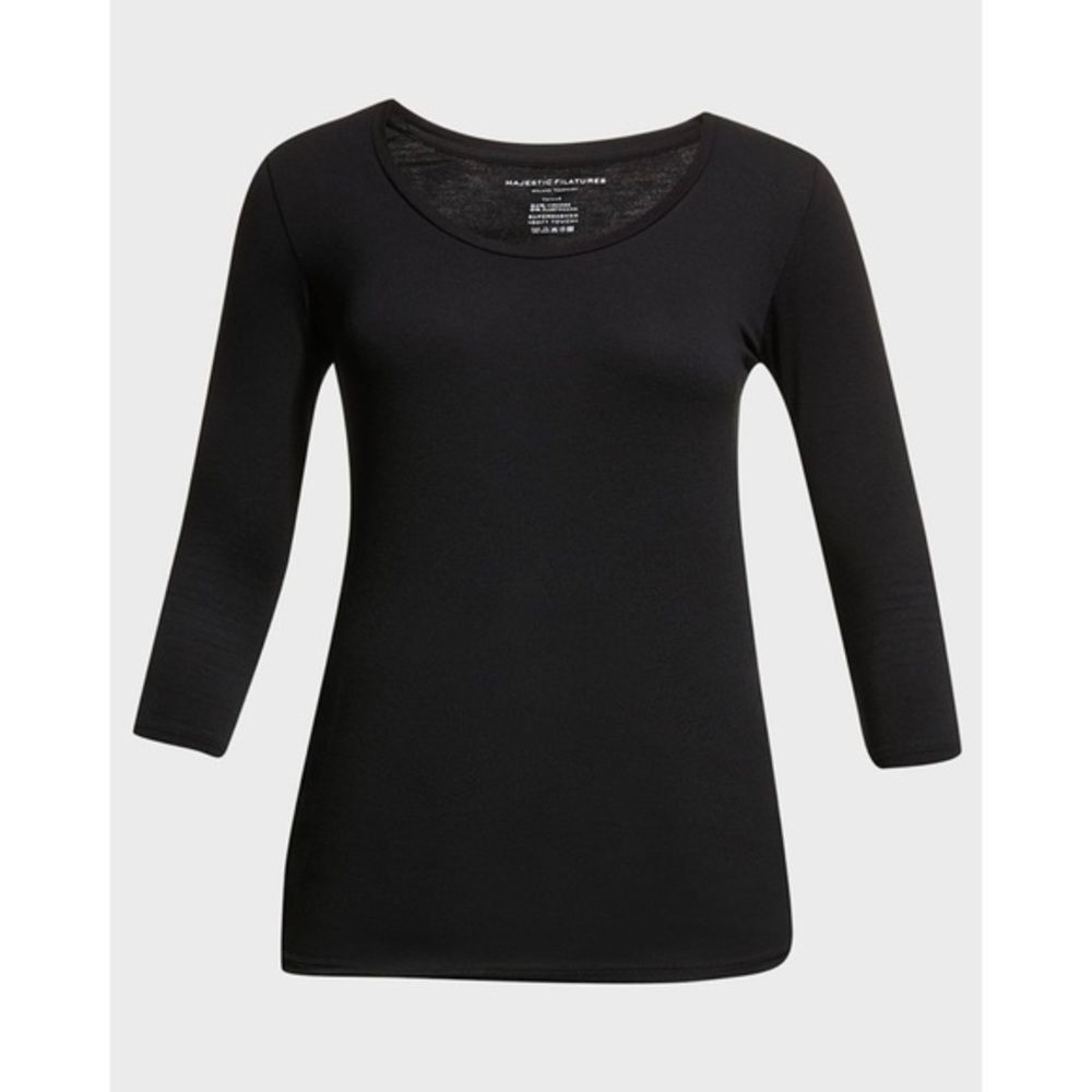 MAJESTIC FILATURES Deluxe Teeshirt Ribbed 3/4 Sleeve‎ Size 2/Small